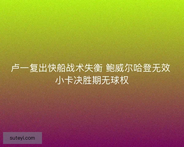 卢一复出快船战术失衡 鲍威尔哈登无效 小卡决胜期无球权