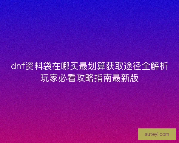 dnf资料袋在哪买最划算获取途径全解析玩家必看攻略指南最新版