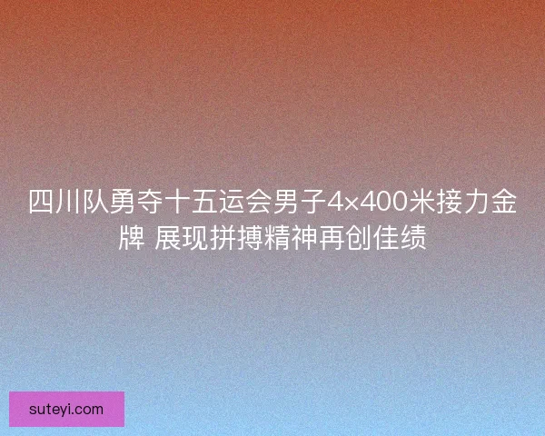 四川队勇夺十五运会男子4×400米接力金牌 展现拼搏精神再创佳绩