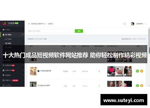 十大热门成品短视频软件网站推荐 助你轻松制作精彩视频