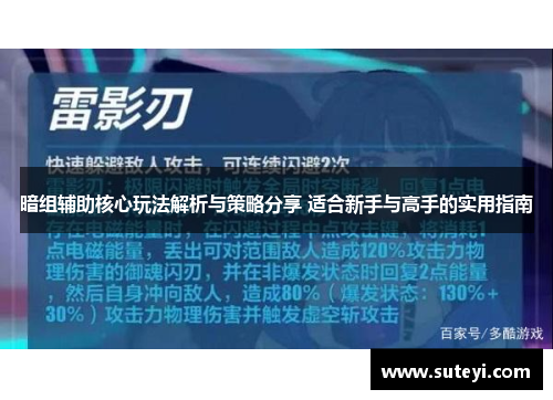 暗组辅助核心玩法解析与策略分享 适合新手与高手的实用指南